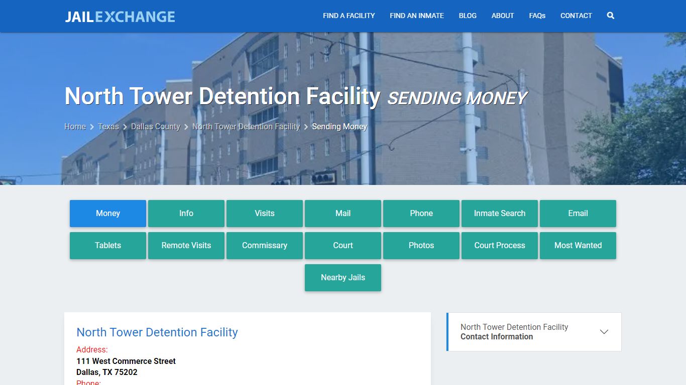 Send Money to Inmate - North Tower Detention Facility, TX - Jail Exchange
